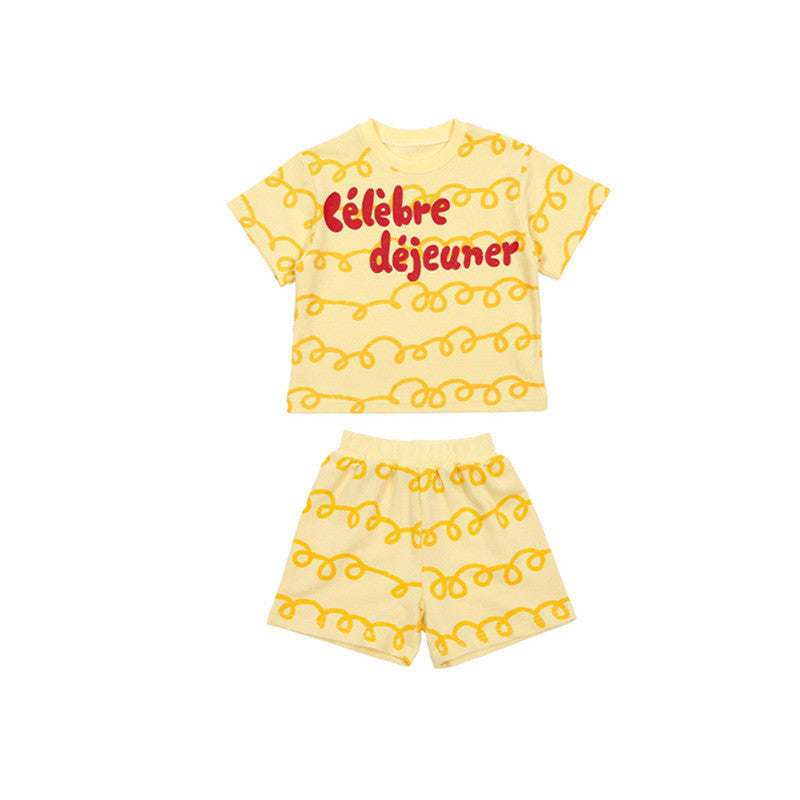 IRIS KIDS Cheese Print Set — kids tee and shorts set, product photo 9 of 9