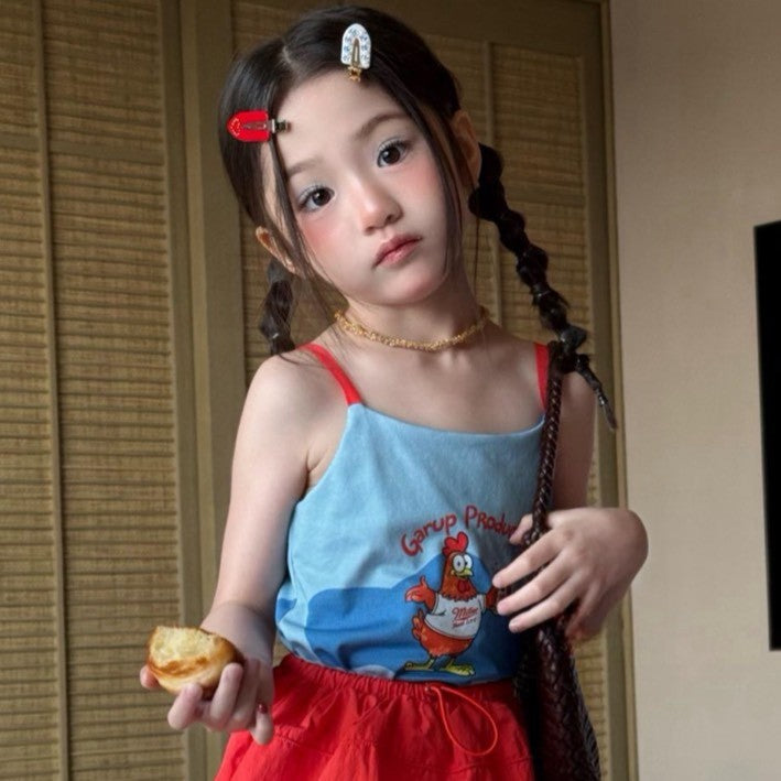 IRIS KIDS Little Retro Color Set — girls summer top and skirt set, product photo 9 of 10