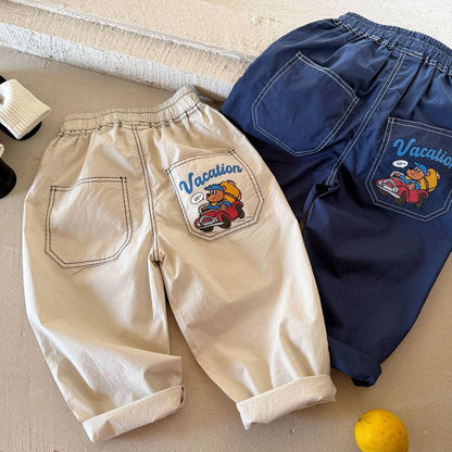 IRIS KIDS Little Road Pants — kids bear-print cuffed pants, product photo 5 of 9