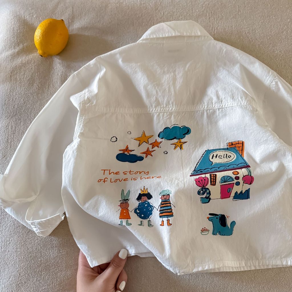 IRIS KIDS Dream House Shirt — kids hand-drawn print shirt, product photo 3 of 6