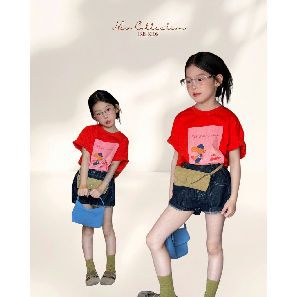 IRIS KIDS Cute Love Story Set — kids shirt and denim shorts set, product photo 1 of 10