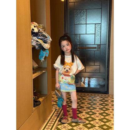 IRIS KIDS Puppy Fun Day Set — girls puppy print shirt and skirt set, product photo 3 of 10