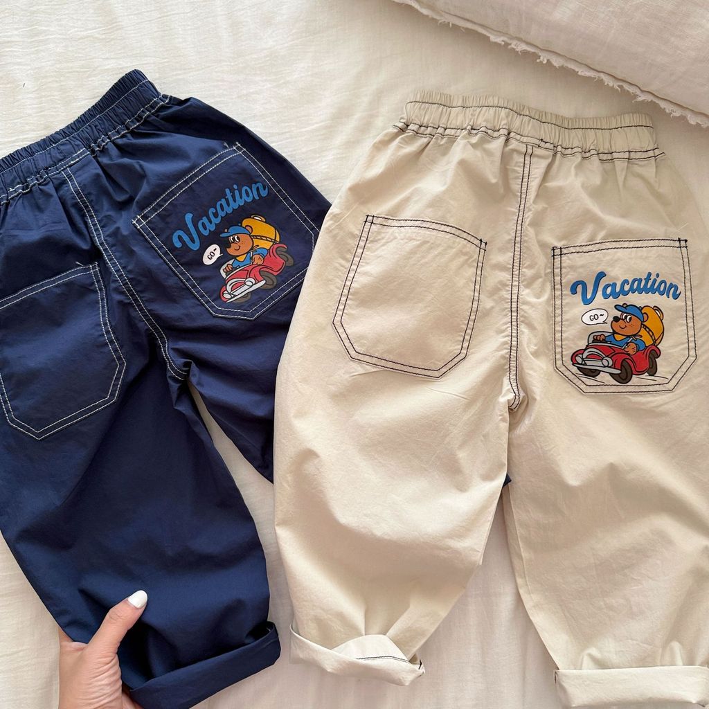IRIS KIDS Little Road Pants — kids bear-print cuffed pants, product photo 2 of 9