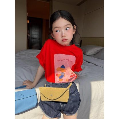 IRIS KIDS Cute Love Story Set — kids shirt and denim shorts set, product photo 4 of 10