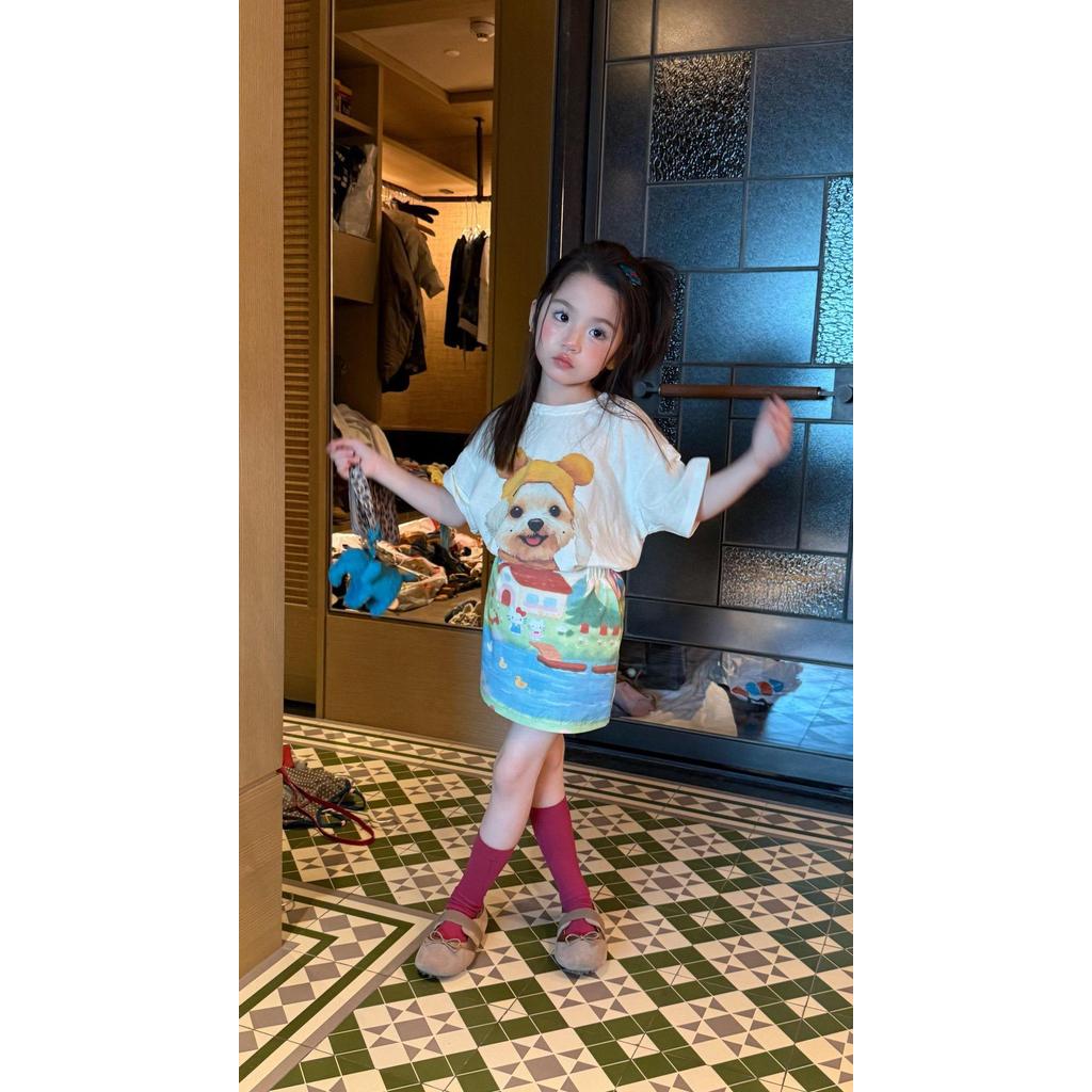 IRIS KIDS Puppy Fun Day Set — girls puppy print shirt and skirt set, product photo 7 of 10