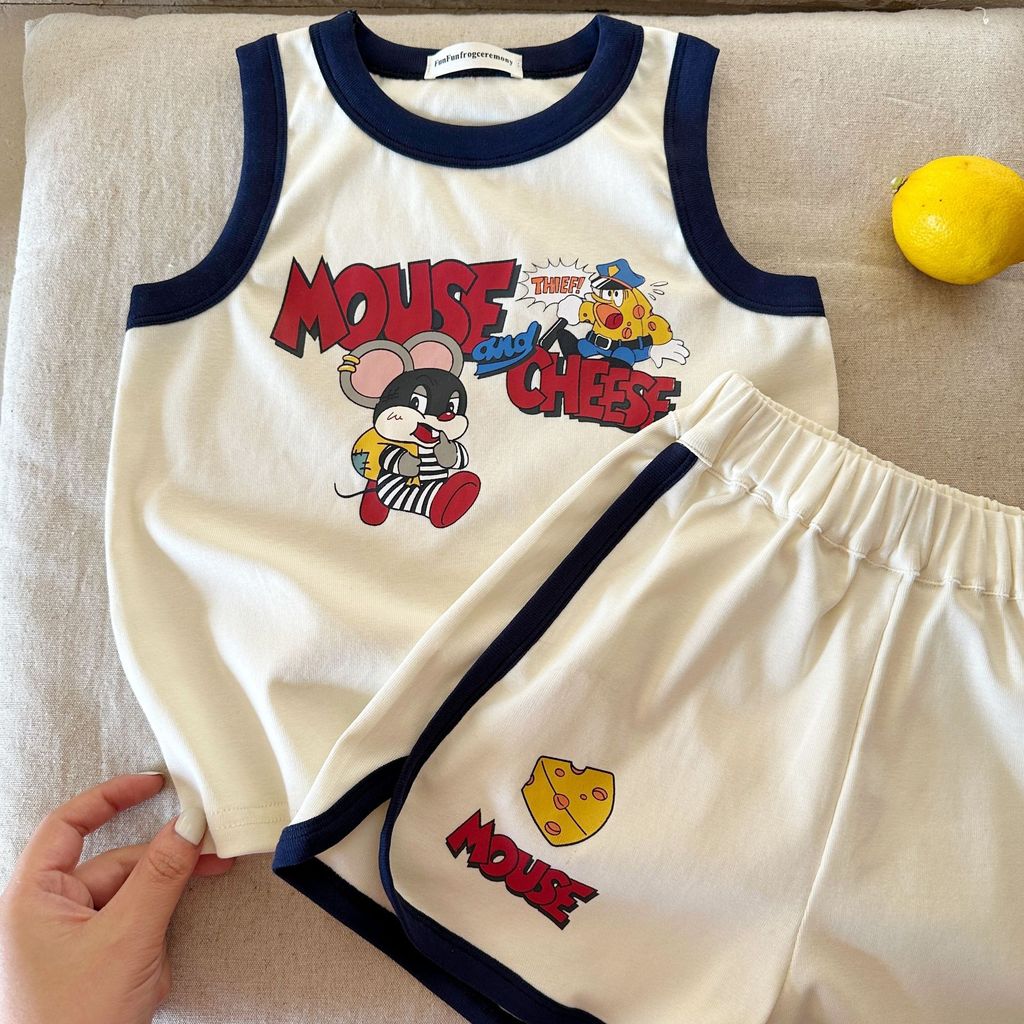 IRIS KIDS Mouse & Cheese Set — kids sleeveless top and pants outfit, product photo 10 of 11