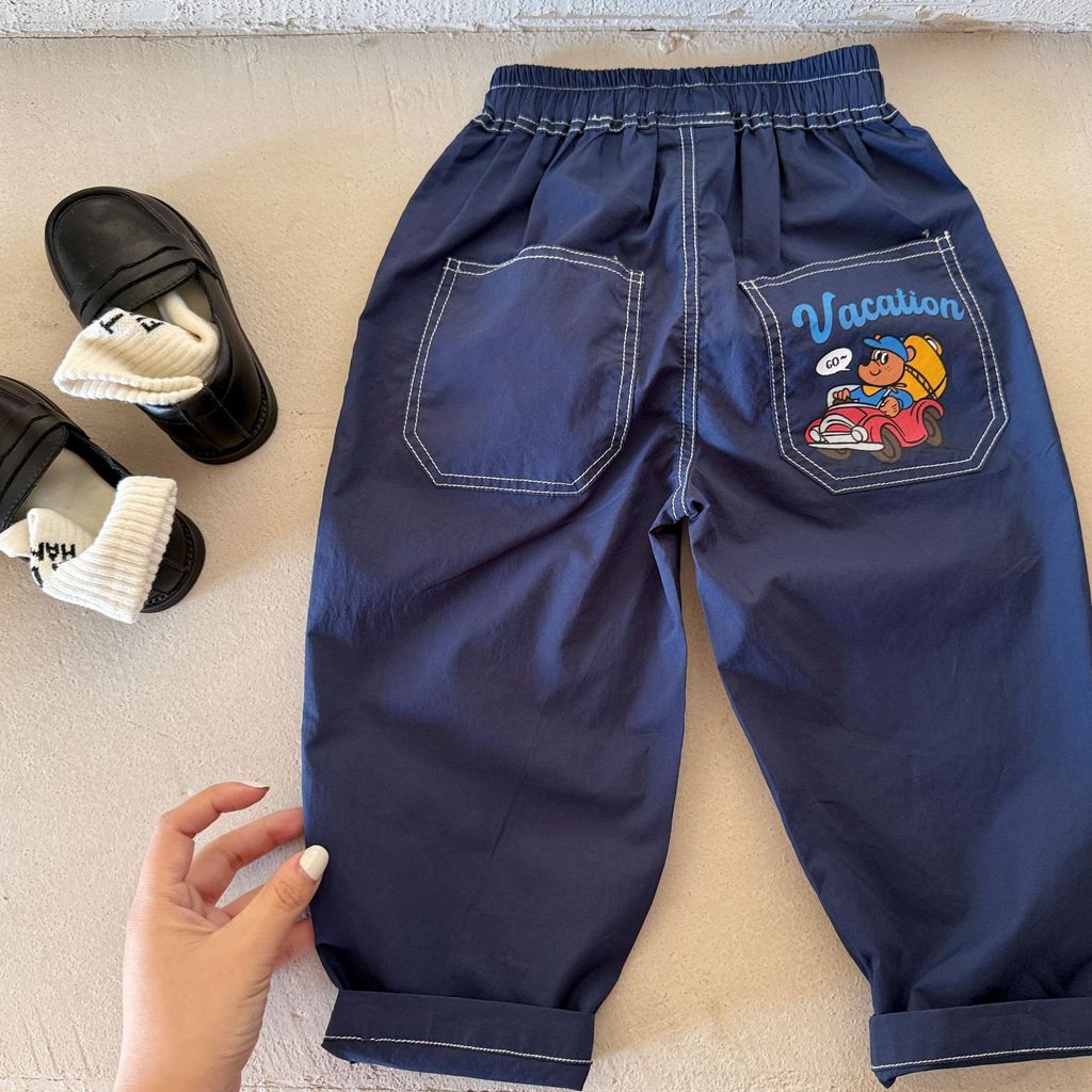 IRIS KIDS Little Road Pants — kids bear-print cuffed pants, product photo 9 of 9