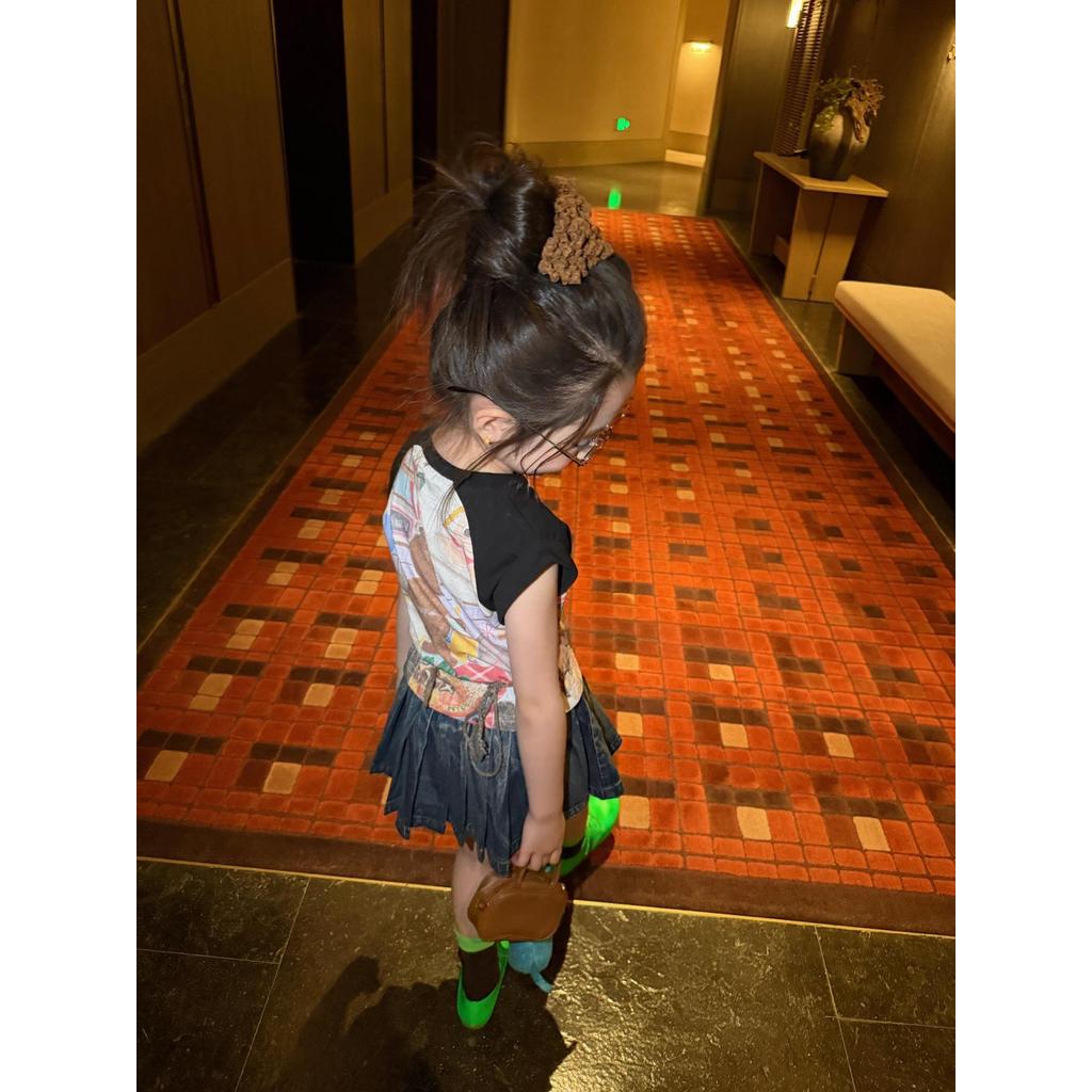 IRIS KIDS Playful Denim Skirt Set — girls shirt and jeans skirt set, product photo 5 of 10