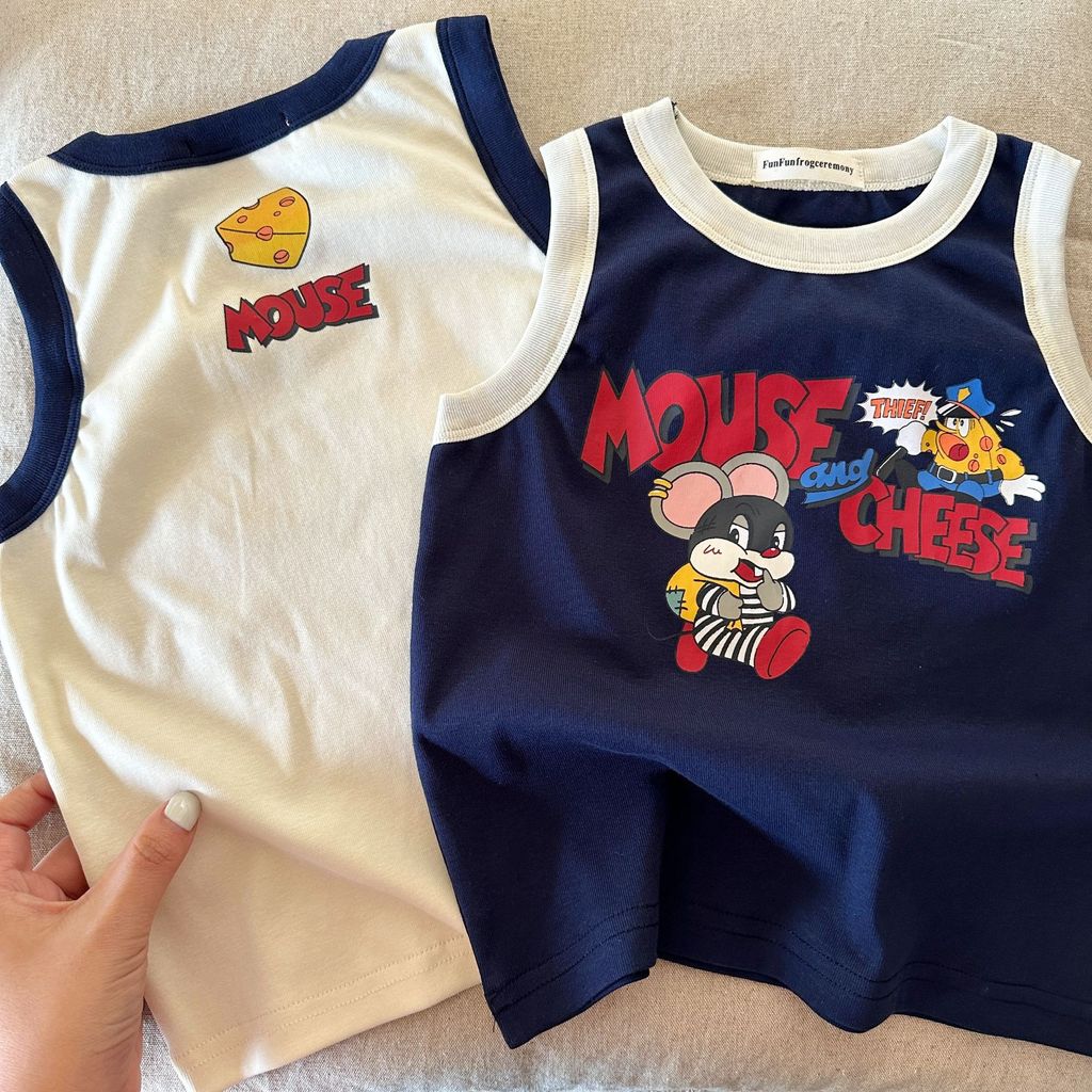 IRIS KIDS Mouse & Cheese Set — kids sleeveless top and pants outfit, product photo 3 of 11