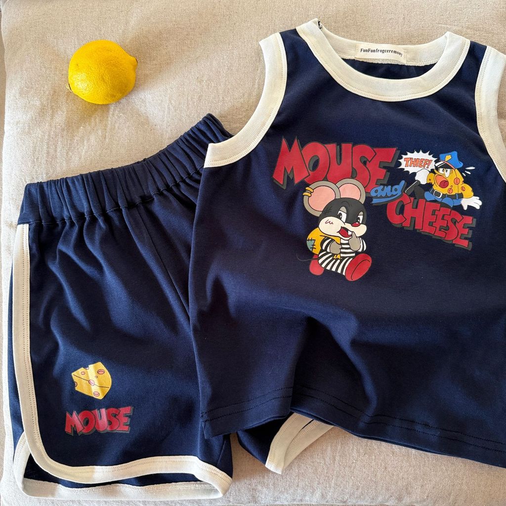 IRIS KIDS Mouse & Cheese Set — kids sleeveless top and pants outfit, product photo 7 of 11