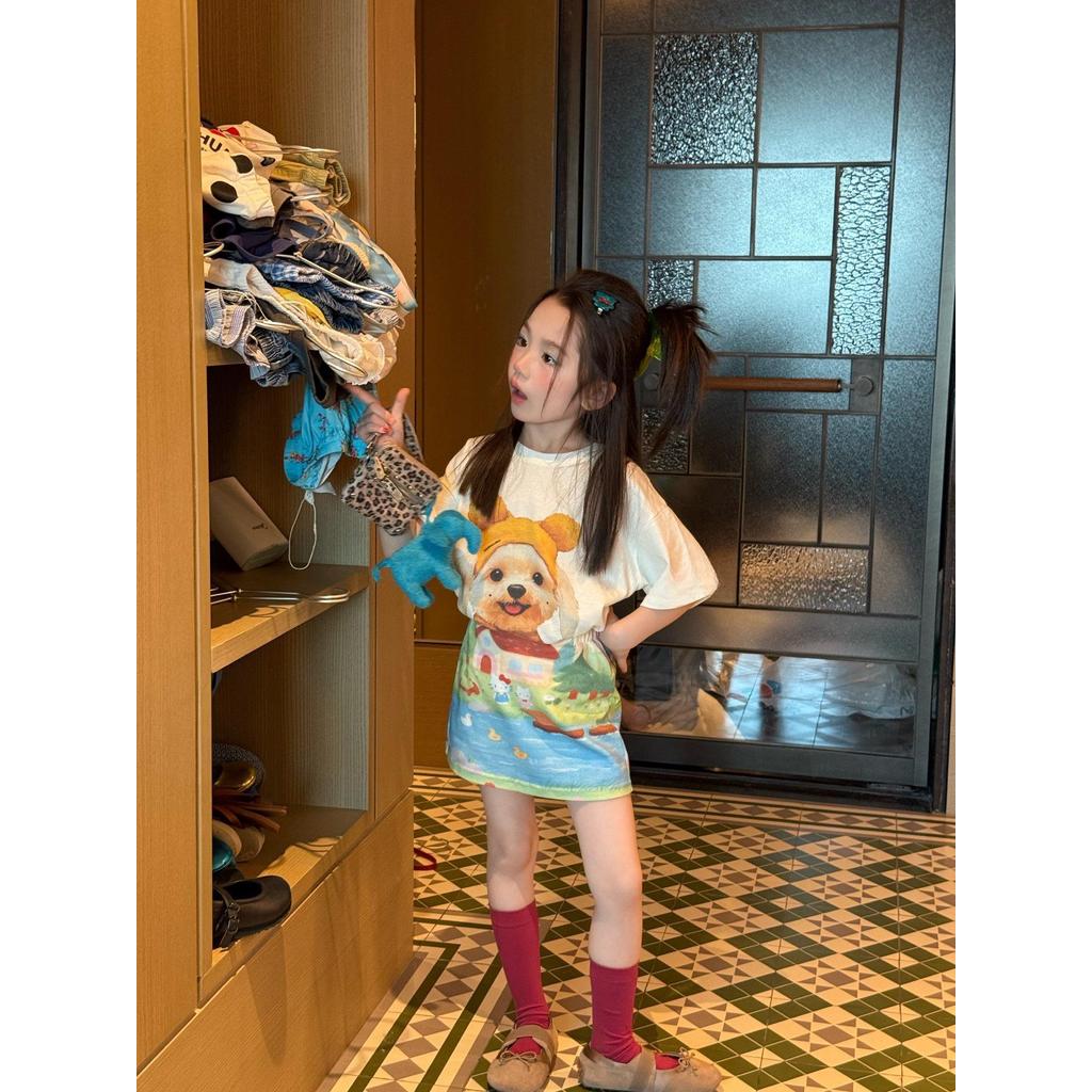 IRIS KIDS Puppy Fun Day Set — girls puppy print shirt and skirt set, product photo 6 of 10