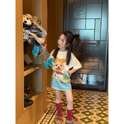IRIS KIDS Puppy Fun Day Set — girls puppy print shirt and skirt set, product photo 6 of 10