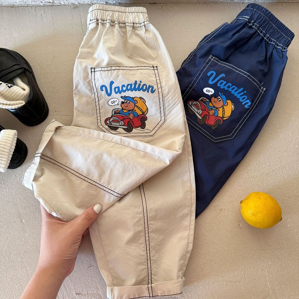 IRIS KIDS Little Road Pants — kids bear-print cuffed pants, product photo 3 of 9
