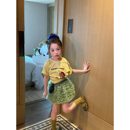 IRIS KIDS Mini Lime Puff Set — girls shirt and puff skirt set, product photo 2 of 10