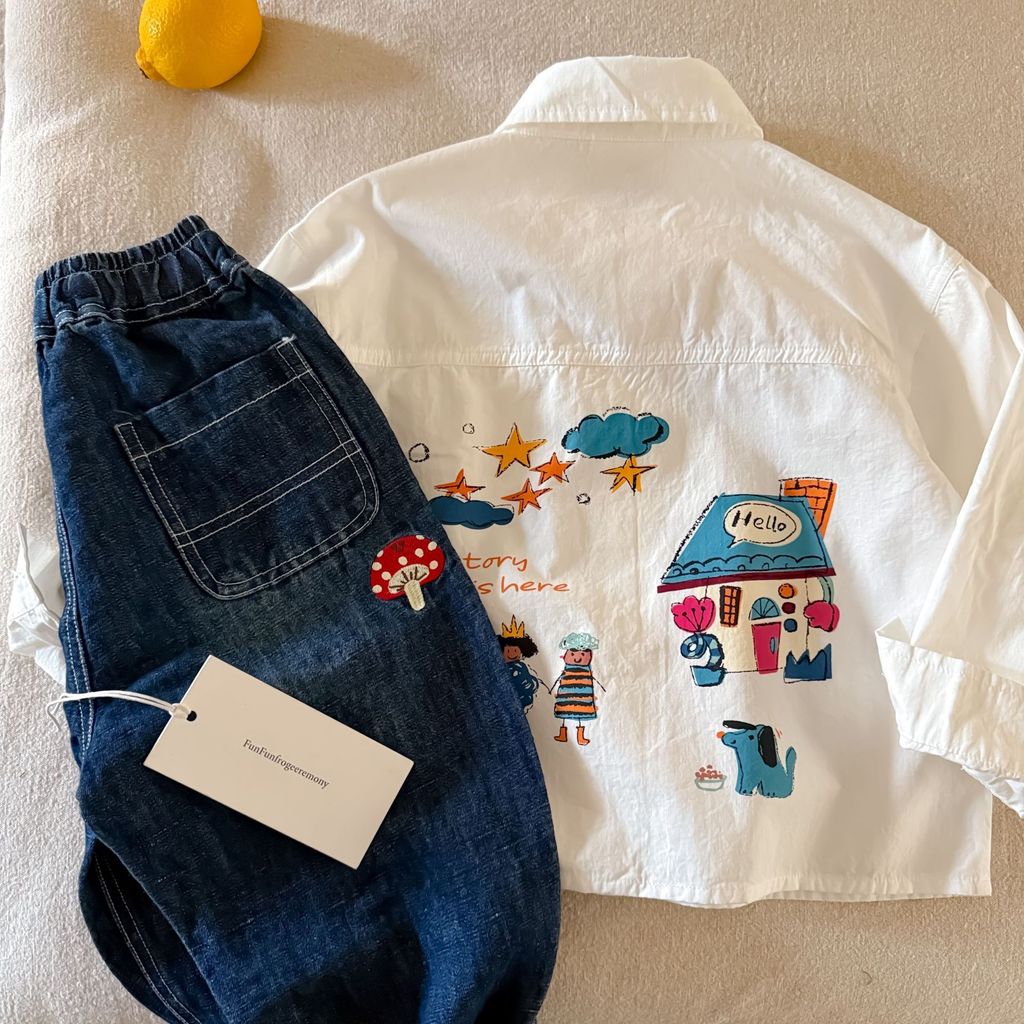 IRIS KIDS Dream House Shirt — kids hand-drawn print shirt, product photo 2 of 6