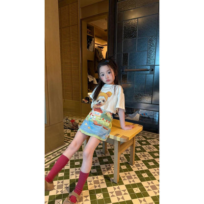 IRIS KIDS Puppy Fun Day Set — girls puppy print shirt and skirt set, product photo 2 of 10