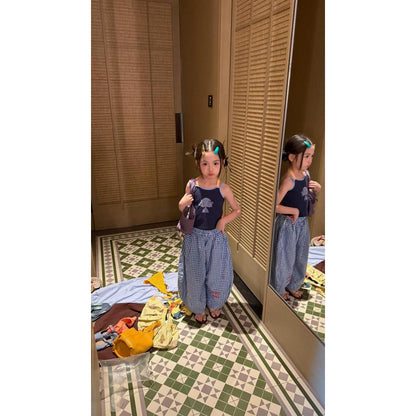 IRIS KIDS Cute Grid Girl Set — girls grid print top and pants set, product photo 2 of 10