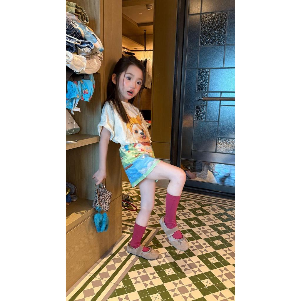 IRIS KIDS Puppy Fun Day Set — girls puppy print shirt and skirt set, product photo 5 of 10