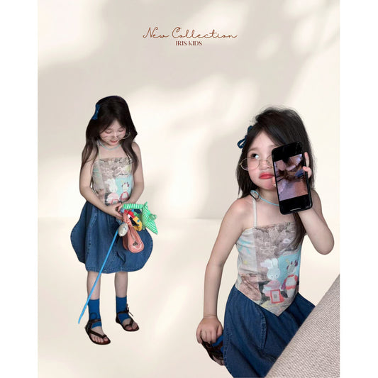 IRIS KIDS Mini Cute Story Set — girls shirt and jeans skirt set, product photo 1 of 10