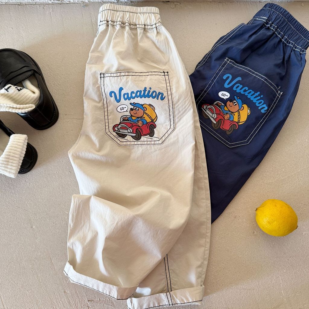 IRIS KIDS Little Road Pants — kids bear-print cuffed pants, product photo 1 of 9