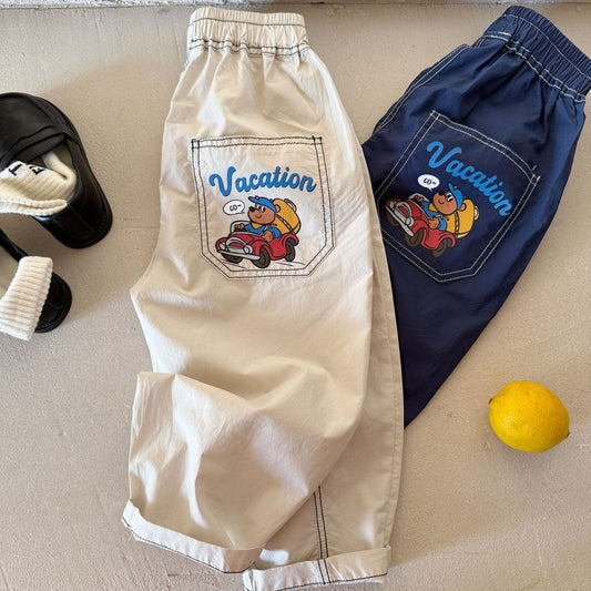 IRIS KIDS Little Road Pants — kids bear-print cuffed pants, product photo 1 of 9