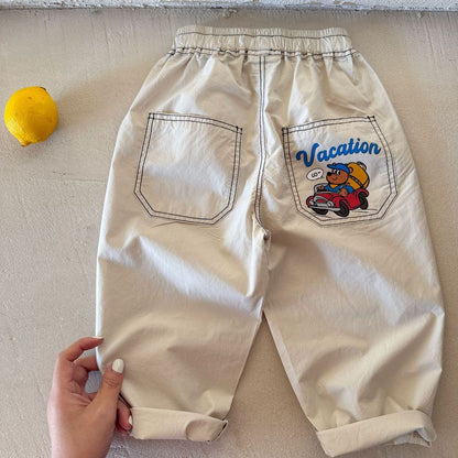IRIS KIDS Little Road Pants — kids bear-print cuffed pants, product photo 6 of 9