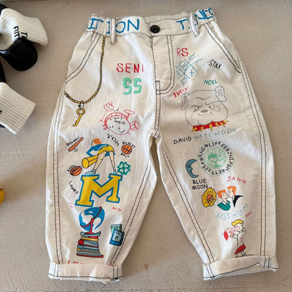 IRIS KIDS School Fun Pants — kids cartoon-print pants, product photo 2 of 6
