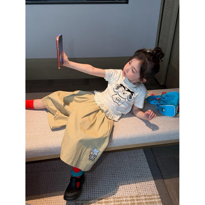 IRIS KIDS Little Teddy Set — girls bear-print shirt and pants set, product photo 8 of 10