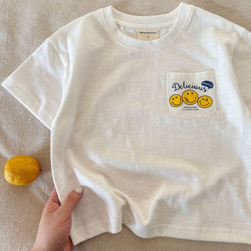 IRIS KIDS Smiley Pocket Tee — kids minimal short-sleeve tee, product photo 4 of 8