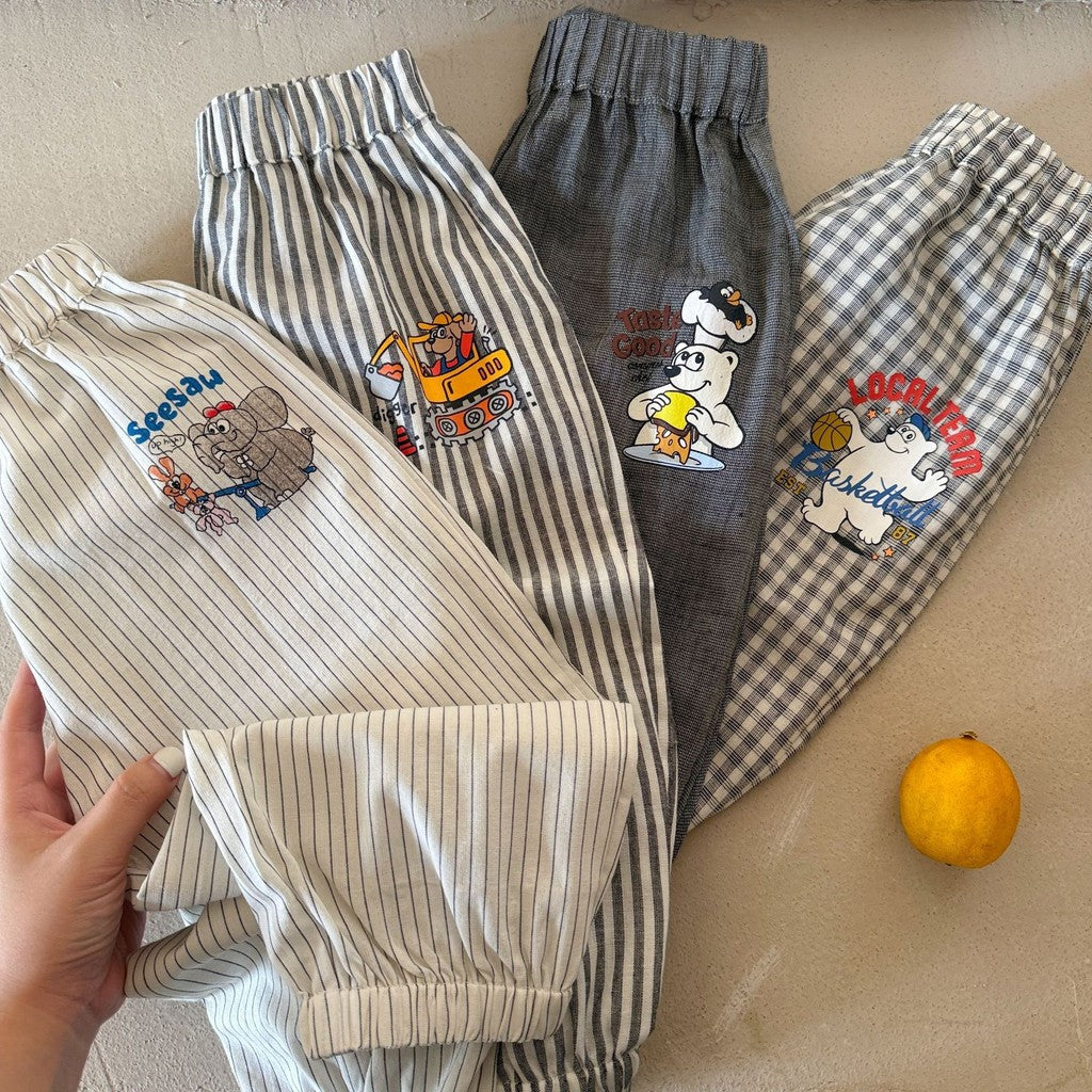IRIS KIDS Bear Street Pant — kids plaid and bear print trousers, product photo 6 of 11