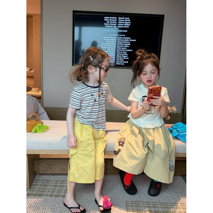 IRIS KIDS Little Teddy Set — girls bear-print shirt and pants set, product photo 6 of 10