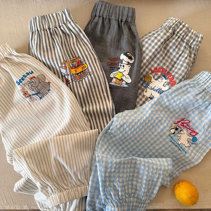 IRIS KIDS Bear Street Pant — kids plaid and bear print trousers, product photo 5 of 11