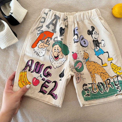 IRIS KIDS Retro Mix Shorts — kids cartoon-print shorts, product photo 1 of 6