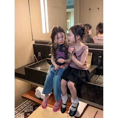 IRIS KIDS Korean Cute Shirt & Jeans Set — girls outfit, product photo 4 of 11