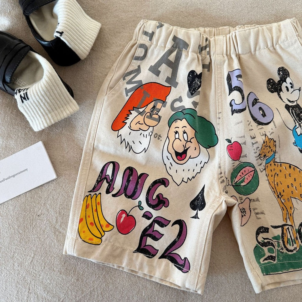 IRIS KIDS Retro Mix Shorts — kids cartoon-print shorts, product photo 4 of 6