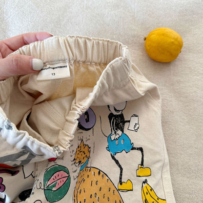 IRIS KIDS Retro Mix Shorts — kids cartoon-print shorts, product photo 3 of 6