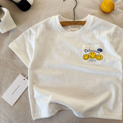 IRIS KIDS Smiley Pocket Tee — kids minimal short-sleeve tee, product photo 1 of 8