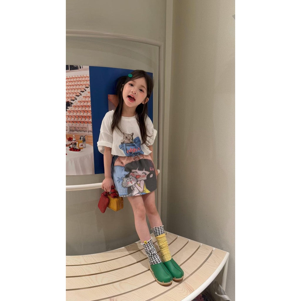 IRIS KIDS Mini Cat Lover Set — kids shirt and skirt outfit, product photo 3 of 10