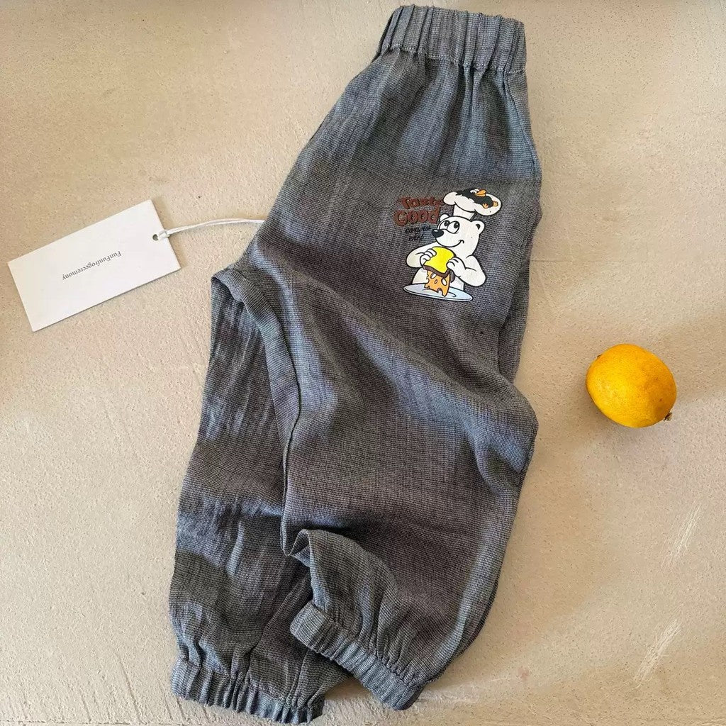 IRIS KIDS Bear Street Pant — kids plaid and bear print trousers, product photo 9 of 11