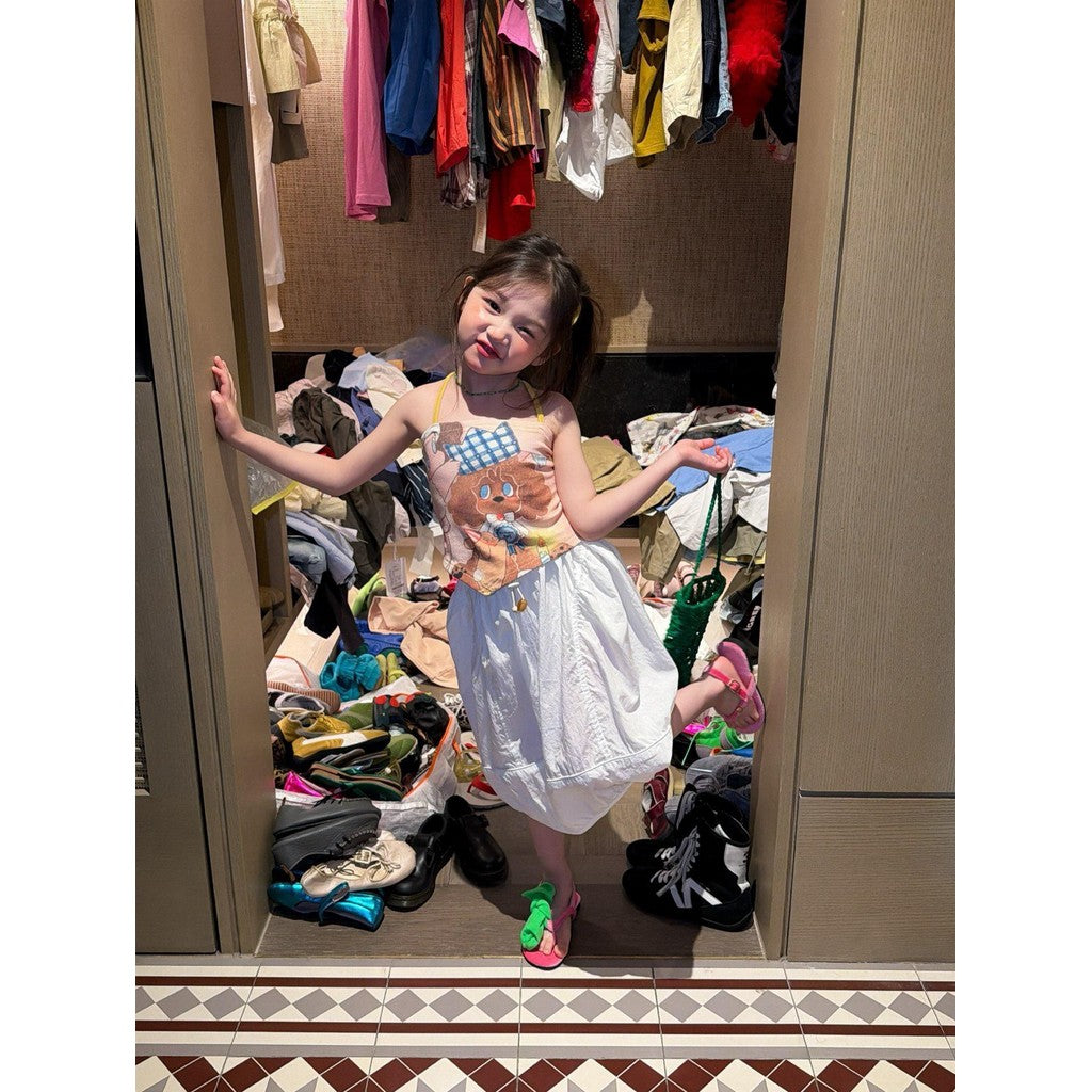 IRIS KIDS Blooming Joy Set — girls puppy print shirt and skirt, product photo 3 of 10
