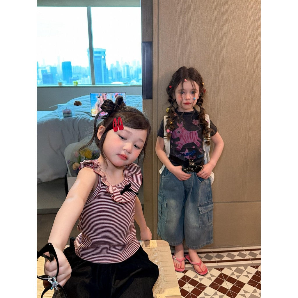 IRIS KIDS Korean Cute Shirt & Jeans Set — girls outfit, product photo 2 of 11