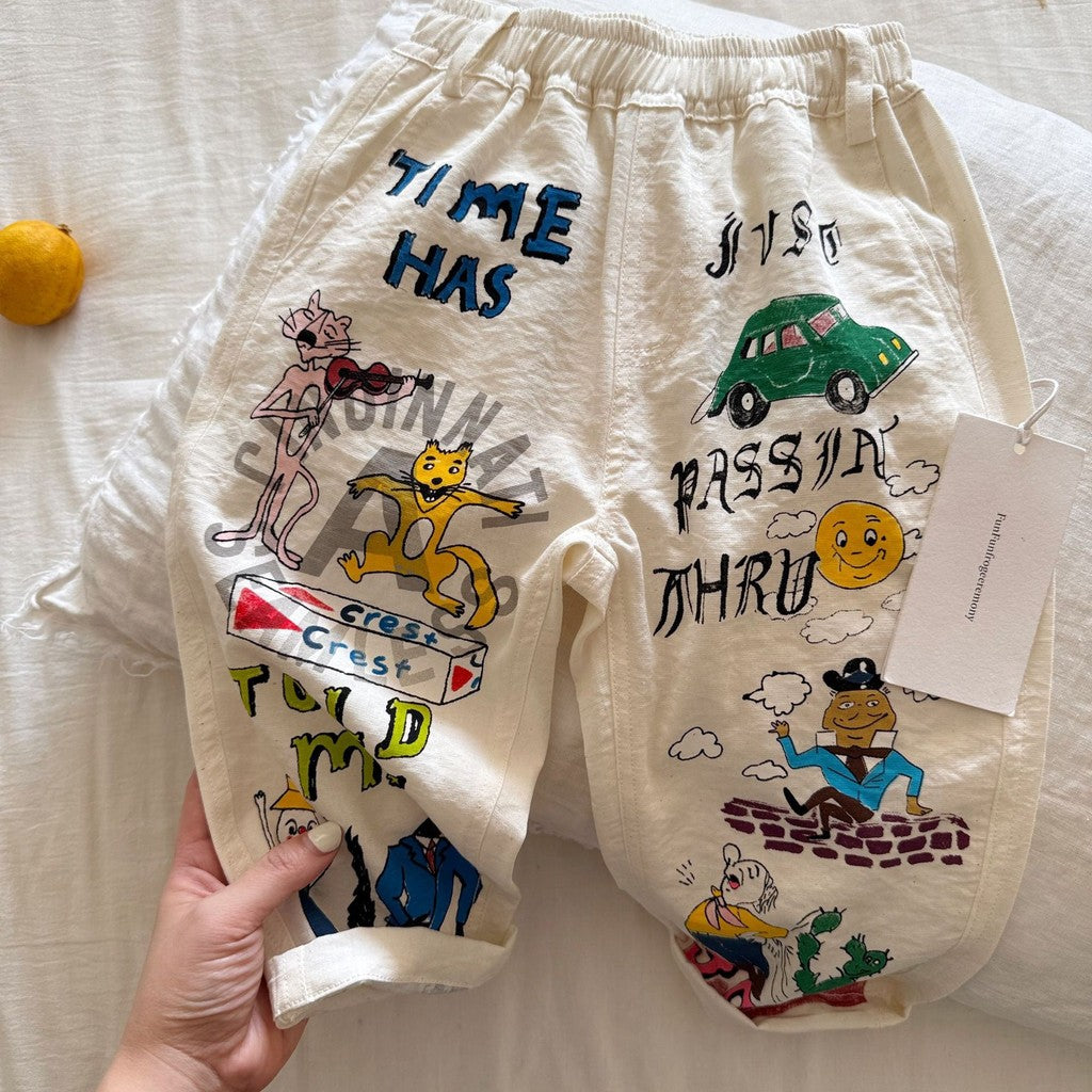 IRIS KIDS Playtime Doodle Pants — kids cartoon print pants, product photo 5 of 7