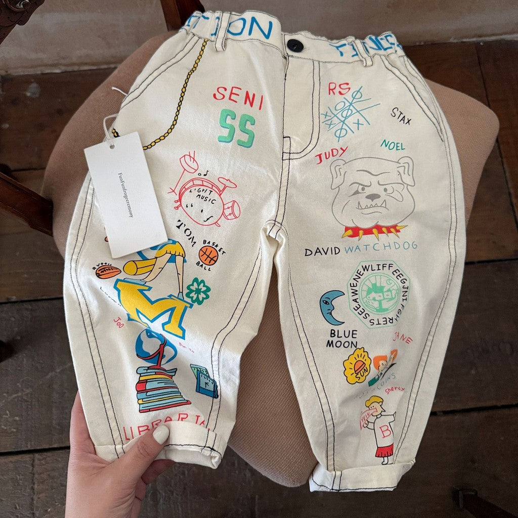 IRIS KIDS School Fun Pants — kids cartoon-print pants, product photo 1 of 6
