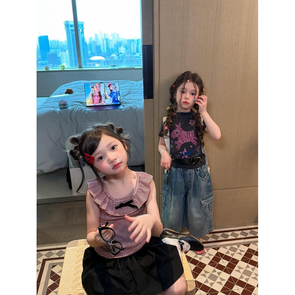IRIS KIDS Korean Cute Shirt & Jeans Set — girls outfit, product photo 5 of 11