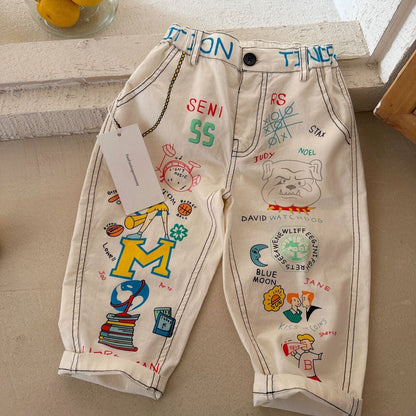 IRIS KIDS School Fun Pants — kids cartoon-print pants, product photo 5 of 6
