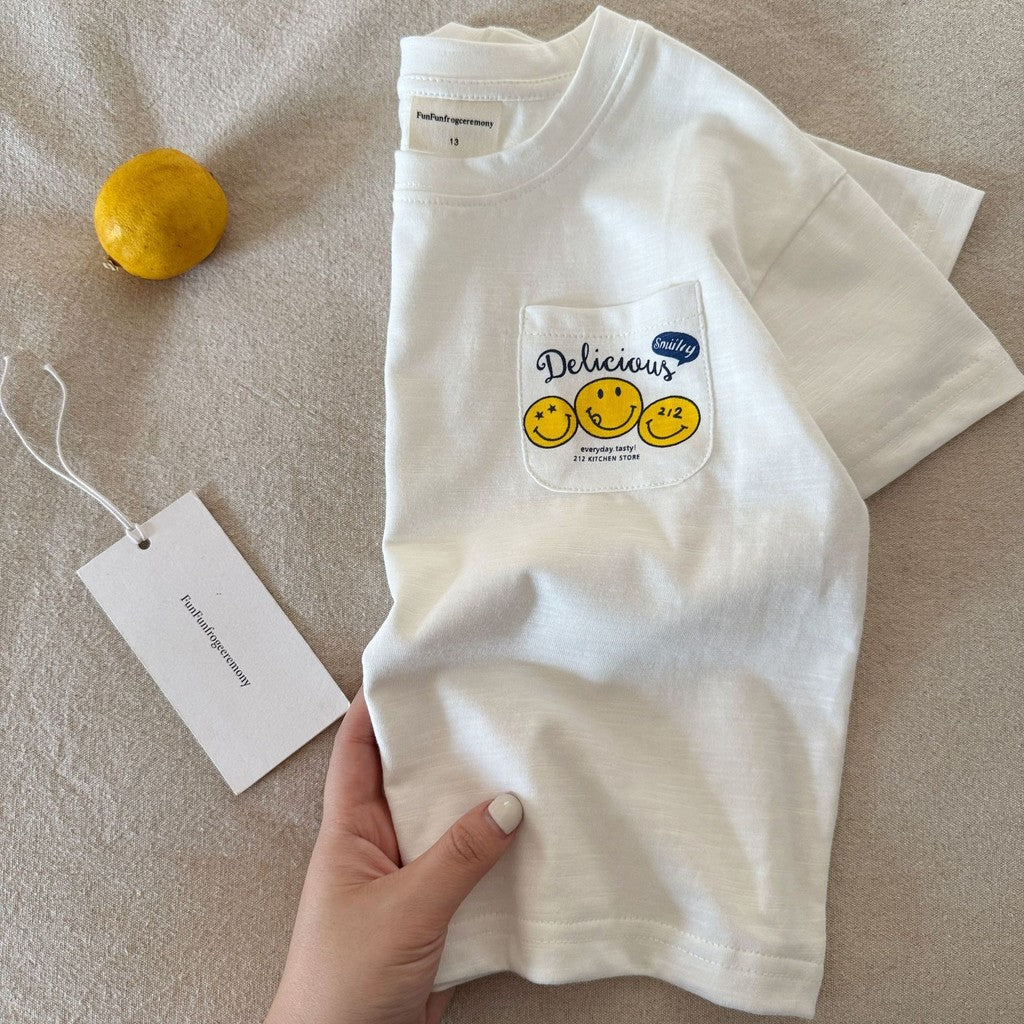 IRIS KIDS Smiley Pocket Tee — kids minimal short-sleeve tee, product photo 7 of 8