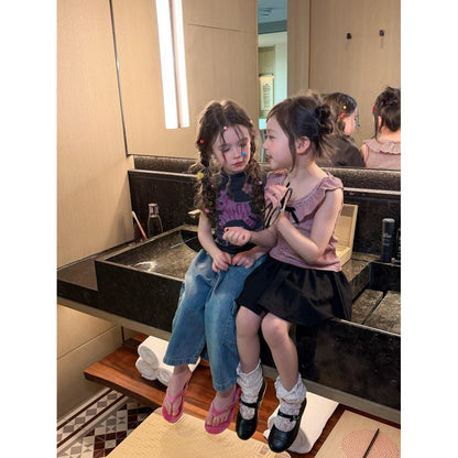 IRIS KIDS Korean Cute Shirt & Jeans Set — girls outfit, product photo 7 of 11