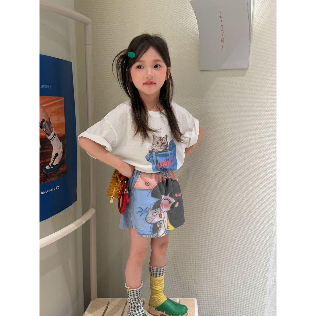 IRIS KIDS Mini Cat Lover Set — kids shirt and skirt outfit, product photo 6 of 10