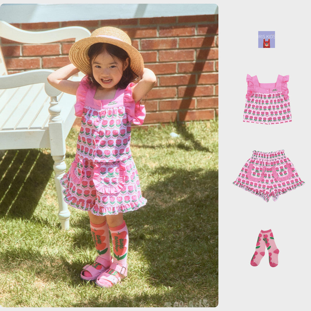 IRIS KIDS Candy Pink Ruffle Set — kids shirt, pants and socks set, product photo 1 of 12