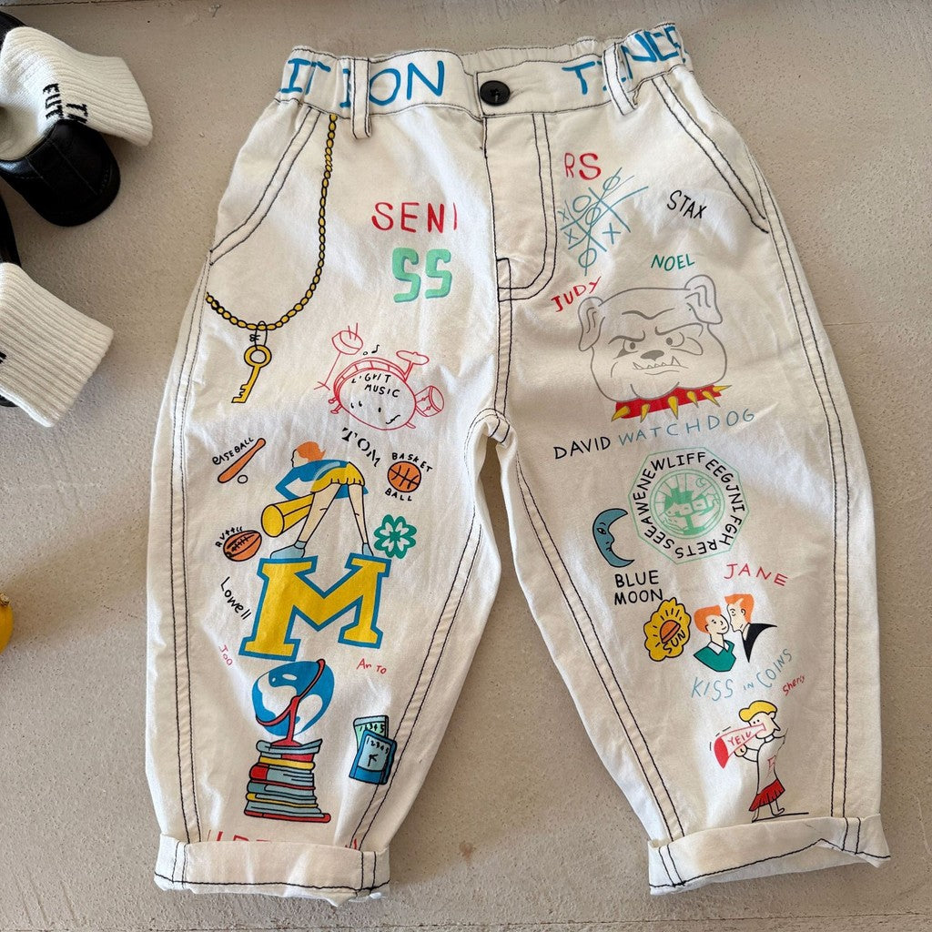 IRIS KIDS School Fun Pants — kids cartoon-print pants, product photo 6 of 6